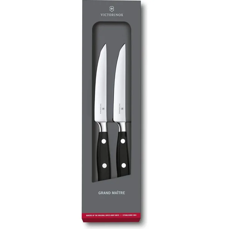 Victorinox Grand Maitre 2er Set Steakmesser, 12 cm Klinge, Rostfrei, Edelstahl, Spülmaschinengeeignet