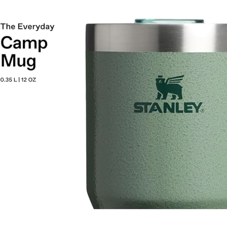 STANLEY 1913 Classic Legendary Camp Mug Thermobecher 0.35L - Hält 1.5 Stunden Heiß - 3 Stunden Kalt - BPA-Frei - Spülmaschinenfest - Edelstahl Kaffeebecher To Go - Hammertone Green – Bild 4