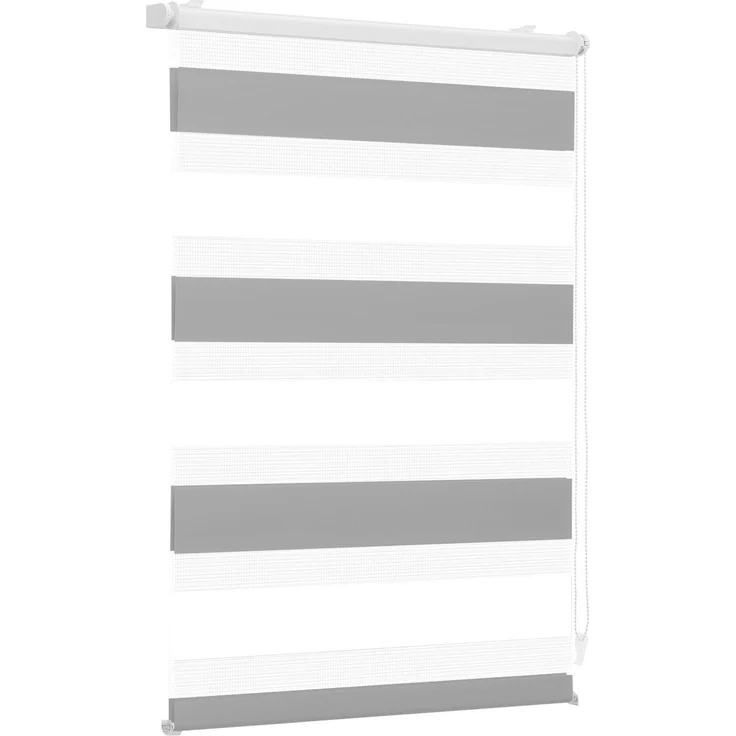Sekey Doppelrollo Klemmfix ohne Bohren für Fenster, Zweifarbig Doppelrollo 130 cm breit, Duo Rollo Jalousie Sonnenschutz, 130x150 cm, Weiß & Grau