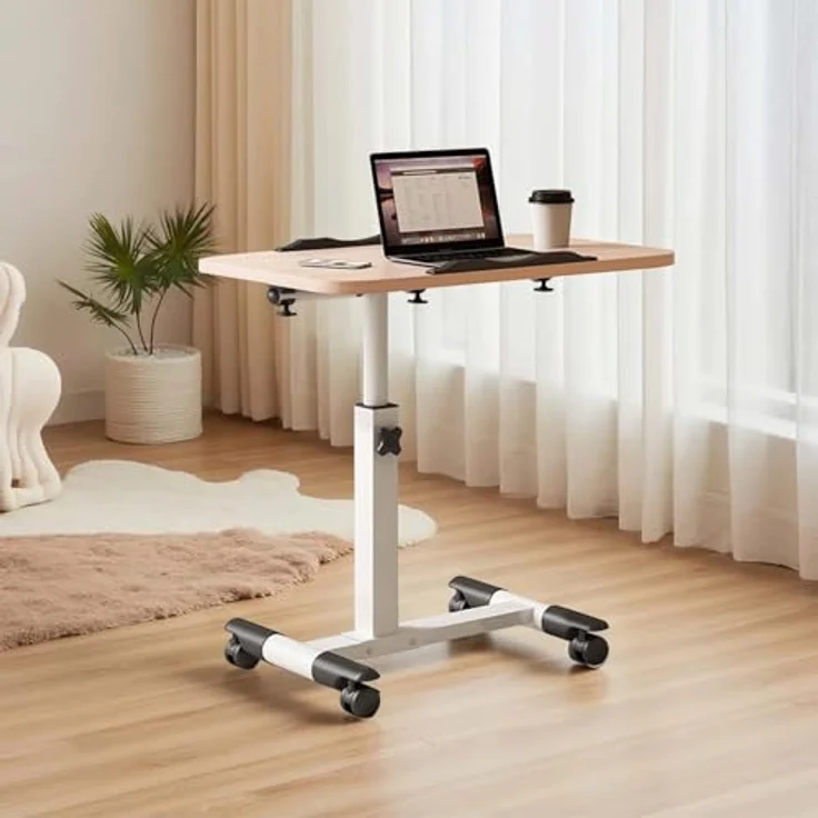 GarveeLife Höhenverstellbarer Laptop Tisch Mit Rollen Klappbarer Computertisch Für Bett & Sofa Neigbare Tischplatte Tragbarer Schreibtisch Für Büro & Zuhause – Weiß – Bild 9