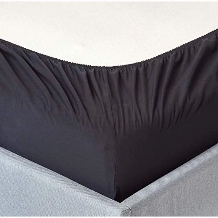 Homescapes Perkal-Spannbettlaken, Schwarz, 90x190 cm, 100% Baumwolle, Oeko-Tex®, hypoallergen, mit Rundumgummi – Bild 2