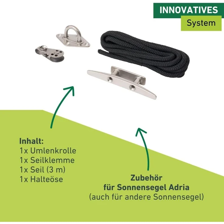 Seilzug-Set für Sonnensegel-Sonnentücher, Edelstahl – Bild 4