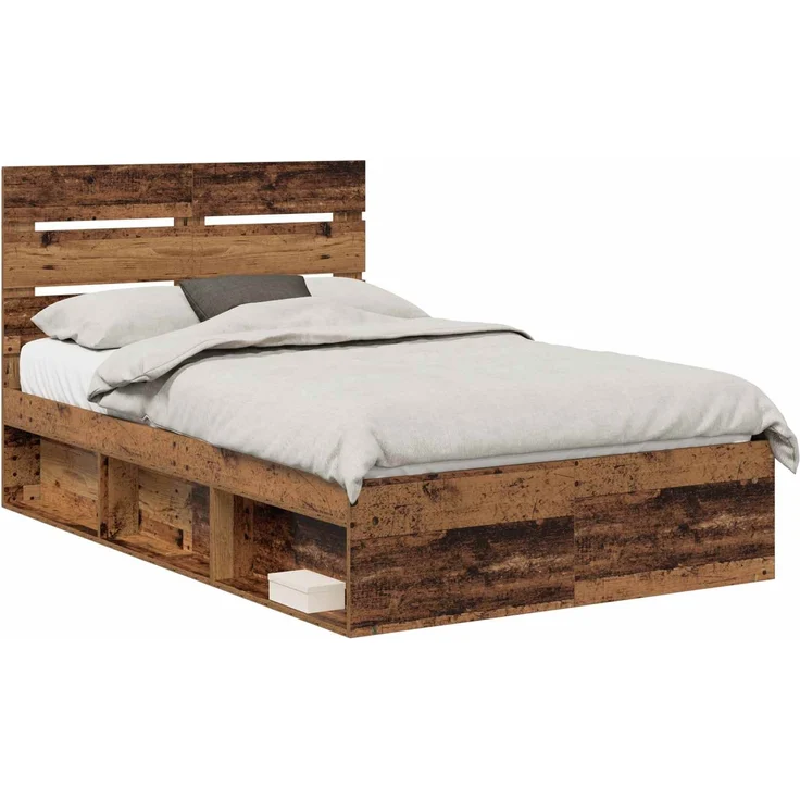 vidaXL Bettrahmen Altholz 120 x 190 cm Massives Kiefernholz 3411774 – Bild 1