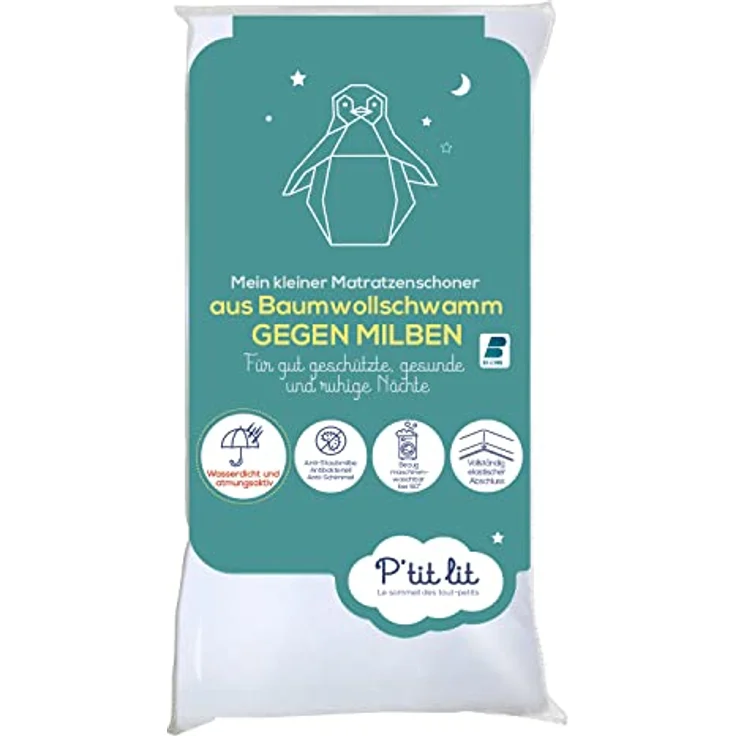 P'tit lit - Anti-Staubmilben-Baby-Matratzenschoner | Wasserdichter Matratzenschoner 60x120 cm - Frottee aus 100 % Baumwolle - Saugfähig und leise - Oeko Tex® – Bild 2