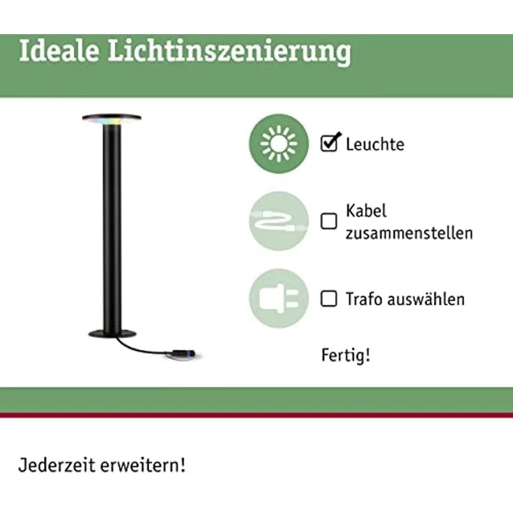 Paulmann 94750 Plug&Shine Pollerleuchte Zigbee Plate RGBW Anthrazit – Bild 2