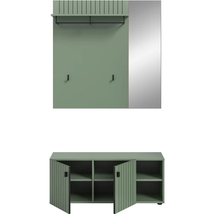 Garderobenkombination (B/H/T: 106x192x37 cm) in Smoke Green Nachbildung – Bild 3