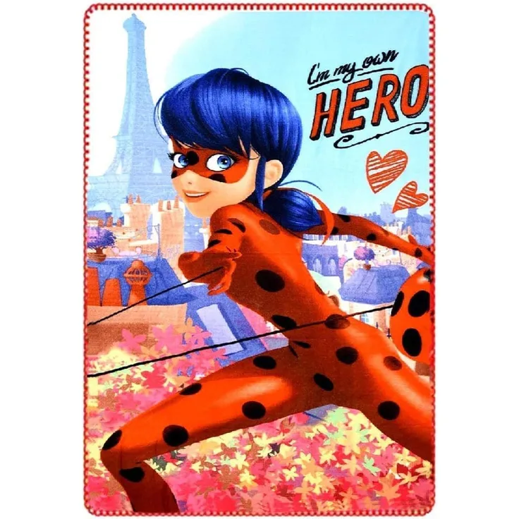 Miraculous Ladybug Kids Polarfleecedecke, Kinder Decke 100x150 cm, rot - blau 100% Polyester