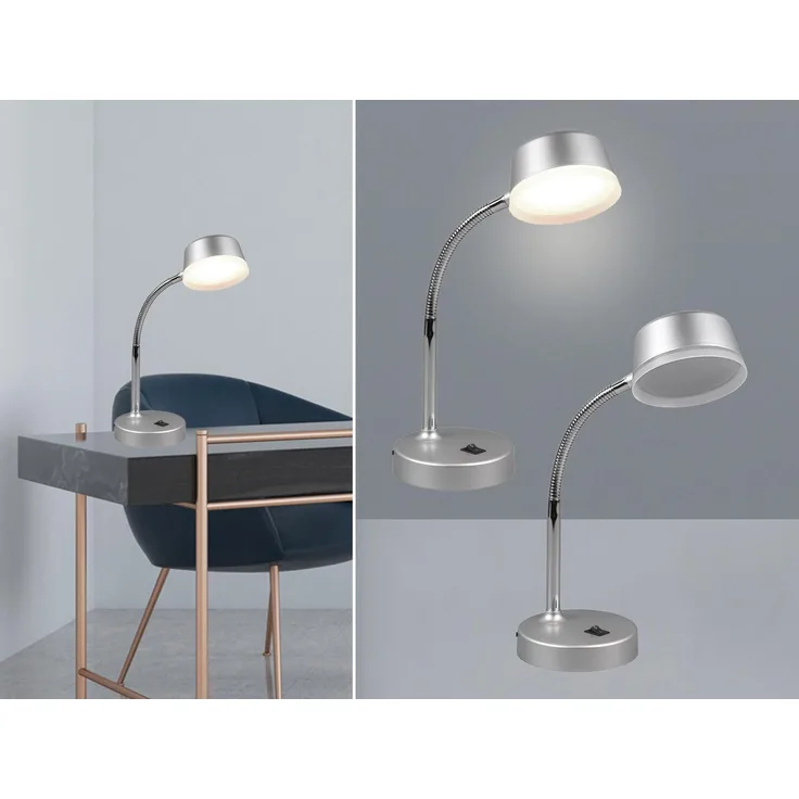LED Schreibtischleuchten 2er SET flexibel, Kunststoff Titan, 34cm hoch