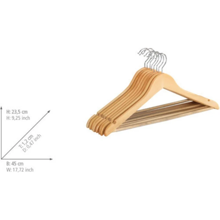 WENKO Kleiderbügel Modell Eco, (Set, 8-tlg), für Garderobe & Kleiderschrank, mit Hosensteg & Rockeinkerbung, Holz – Bild 2
