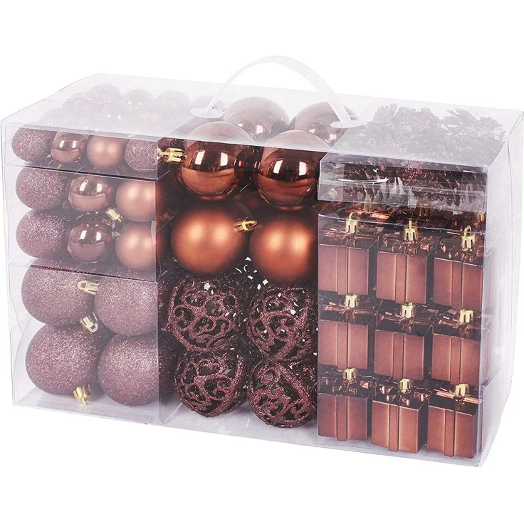 BRUBAKER Weihnachtsbaumkugel 101-teiliges Weihnachtskugel-Set mit Baumspitze, Christbaumschmuck aus Kunststoff, Weihnachtsdekoration edel und robust – Bild 1