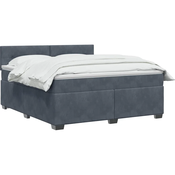 vidaXL Boxspringbett mit Matratze Dunkelgrau 140 x 200 cm Samt 3450729 – Bild 3