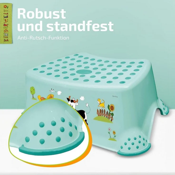 KiNDERWELT Tritthocker Premium stabiler Tritthocker Tier Motiv weiß – Bild 1