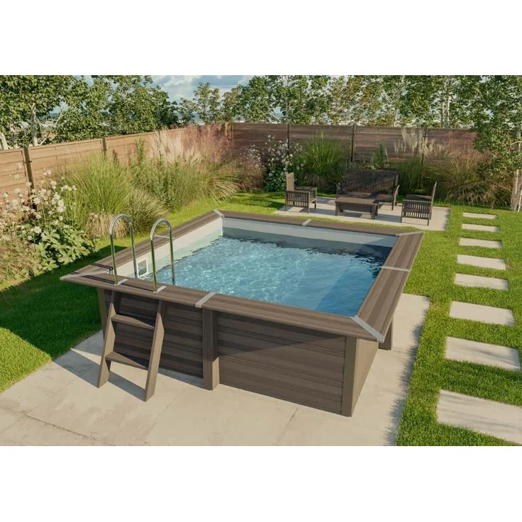 Gre Pools WPC Pool Rhodos Pool aus Holz/Kunststoff in Grau – Bild 1