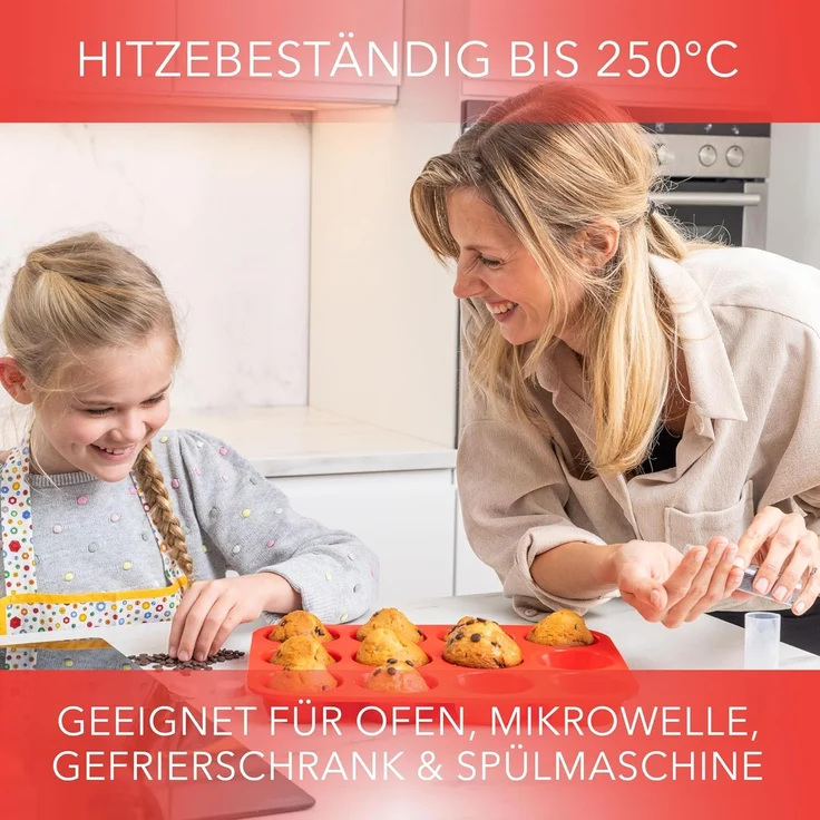 AVANA Muffinform Silikon Muffinblech für 12 Muffins Cupcake Backform Muffinbackblech, BPA-frei, Antihaftbeschichtung – Bild 5