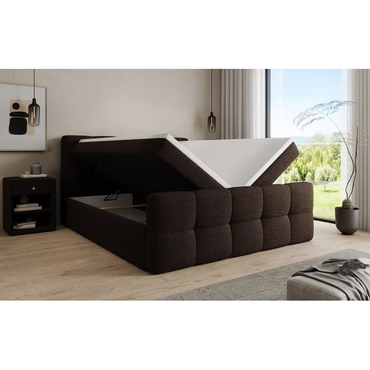Luxusbetten24 Boxspringbett Cozy in Teddy Bouclé, mit Stauraum, inklusive Topper – Bild 4