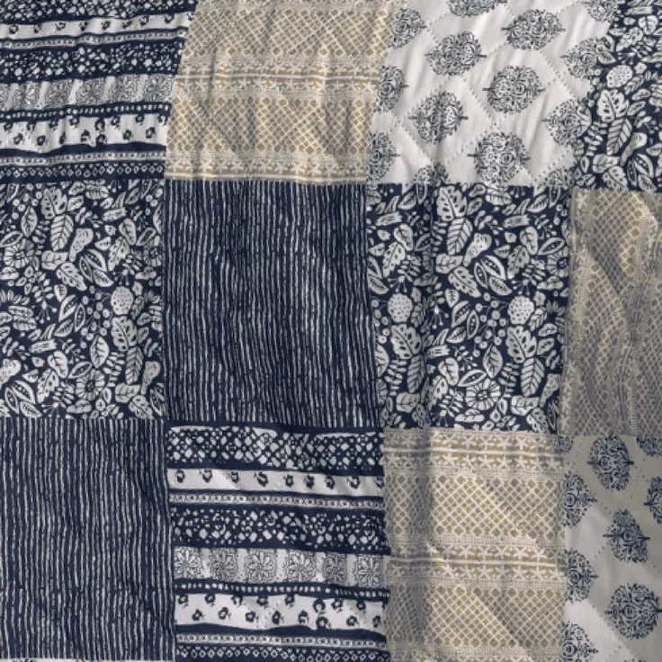 Delindo Lifestyle Bettüberwurf Tagesdecke Mellow, patchwork blau, wattiert, Bettüberwurf für Einzel- und Doppelbetten – Bild 2