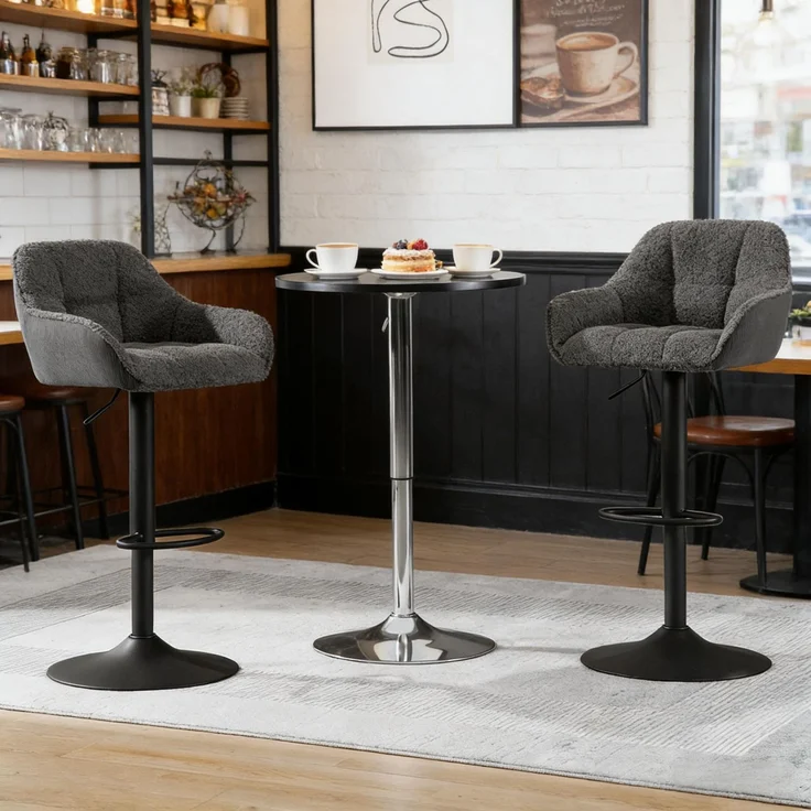 Weicher Essstühle,Küchenstühle,Kleiderstühle,Schreibtischsühle,Barstühle(Nur Set von 2 Bar Hocker)--Dunkelgrau--50x52x109cm--YOUDENOVA – Bild 7