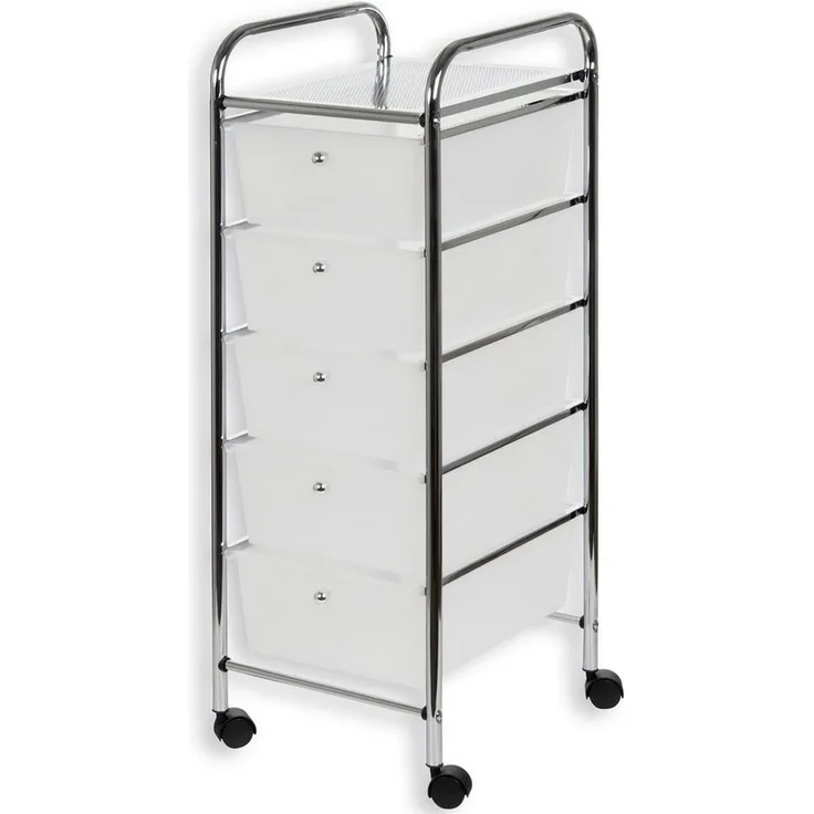 IDIMEX Beistellwagen GINA, Rollcontainer Friseurwagen Kosmetik Roll Badregal mit 5 Schubladen Met