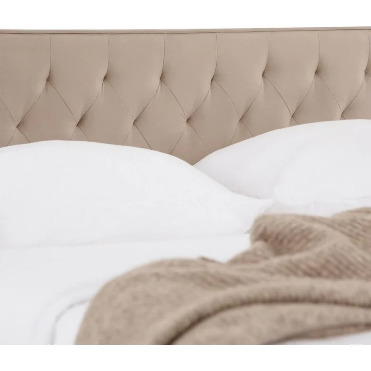 CARO-Möbel Polsterbett GLAMOUR, Bett GLAMOUR gepolstert mit Steppmuster aus Samtstoff beige – Bild 2
