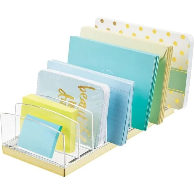 mDesign Kosmetik Organizer Aufbewahrung 9 Fächer Make-up Transparent/Messing – Bild 6