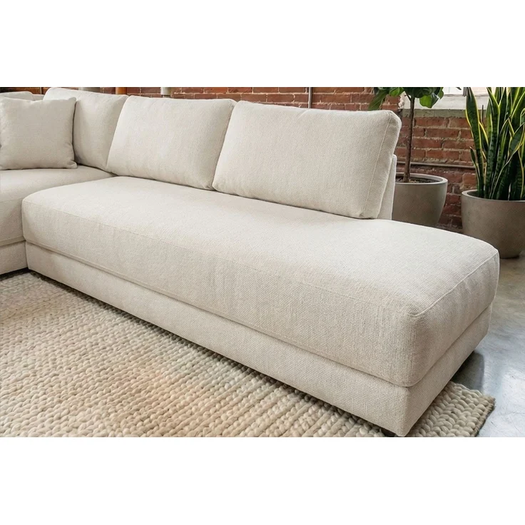 KAWOLA Schlafsofa SADIRA Ecksofa Stoff cremeweiß Recamiere rechts 89 x 209 x 288 cm – Bild 6