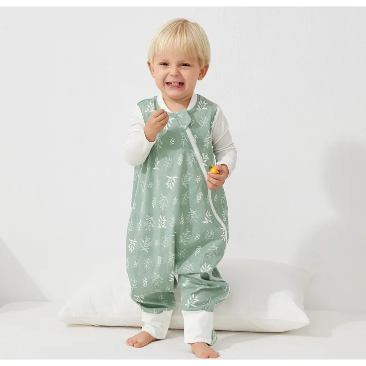 Duomiaomiao Schlafsack Sommer, Schlafsack mit füßen 0.5 tog, Dünne Sommerschlafsack mit füßen, 100% Baumwolle Schlafsack Kinder Sommer 1-2 Jahr