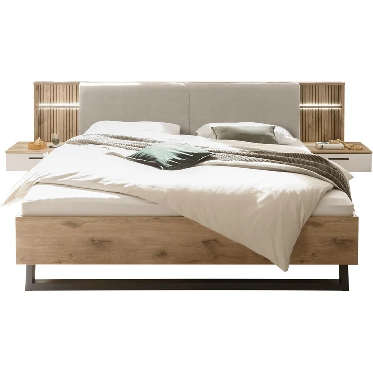 Schlafzimmer-Set >Daria< (3-teilig) Kleiderschrank, Passepartout, Bett, Viking Oak / weiss – Bild 7