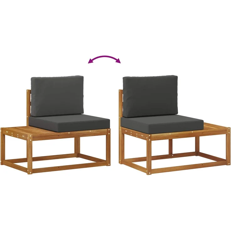 vidaXL Outdoor-Sofagarnitur 2 stk. 2-Sitzer Natur und Anthrazit 3366940 – Bild 7