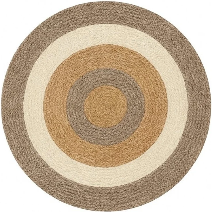 Wohnando Teppich MY-RUG Teppich Jute Balance, aus 100% Jute 100x100 cm, Rund, Höhe: 10 mm, handgewebt, Natürliches Material, Boho-Stil, wendbar – Bild 4