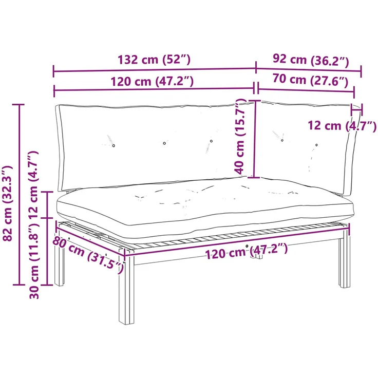 vidaXL Gartenecksofa Natürlich und Cremweiß Akazienholz 42026770 – Bild 11