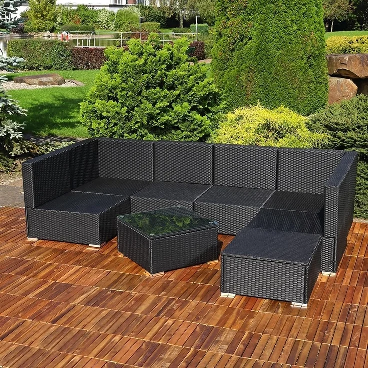 Lounge Sitzgarnitur Sitzgruppe Rattan Gartenmöbel Gartenset Sitzgruppe Terrasse – Bild 3