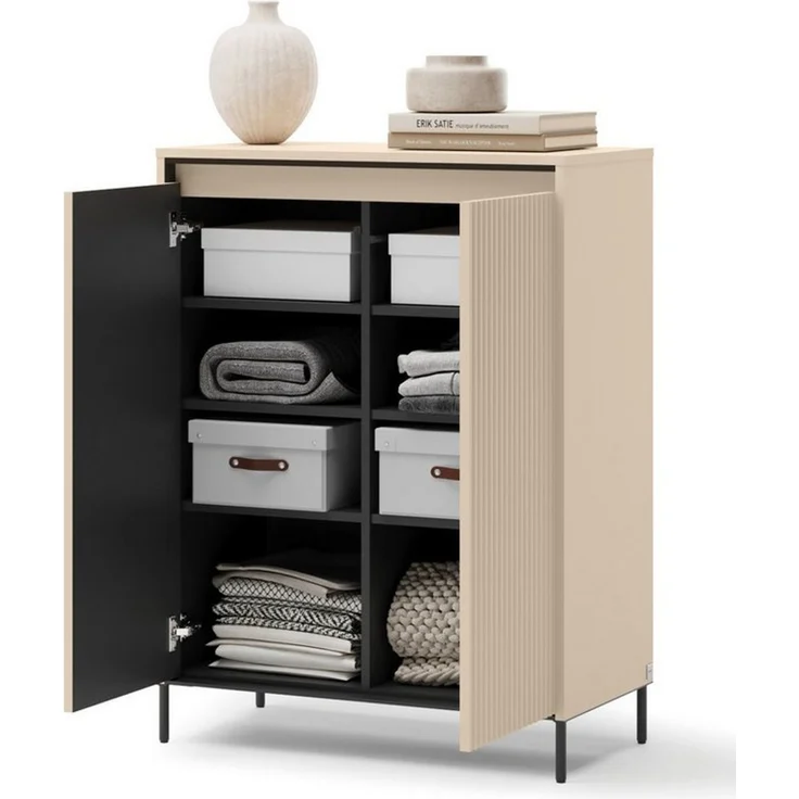 Compleo Kommode mit LED, gerillten Fronten, Modern Elegant Kommode FLORE – Bild 2