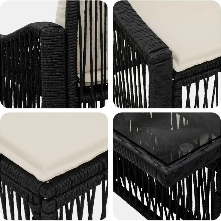 vidaXL Gartensofa-set 10 stk. Schwarz und Cremeweiß 100 x 55 x 73 cm 3437269 – Bild 8