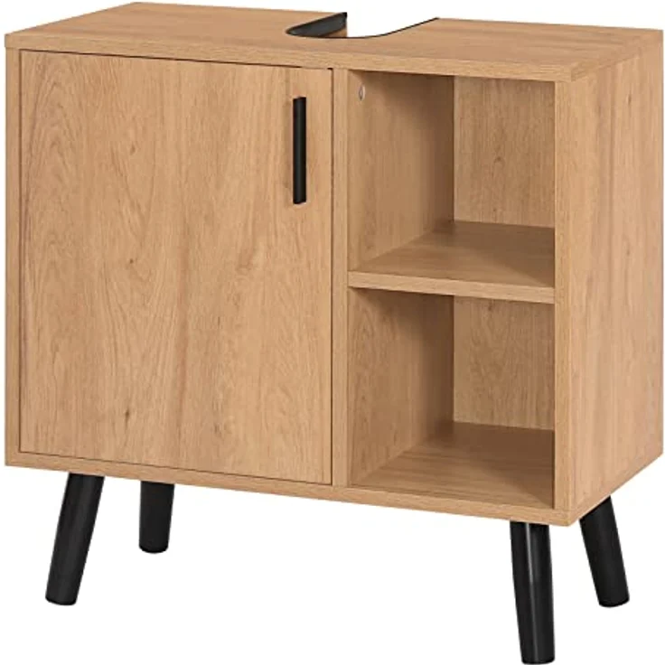 EUGAD Waschbeckenunterschrank (1-St) mit 2 offenen Ablagen, Tür, Holz – Bild 2