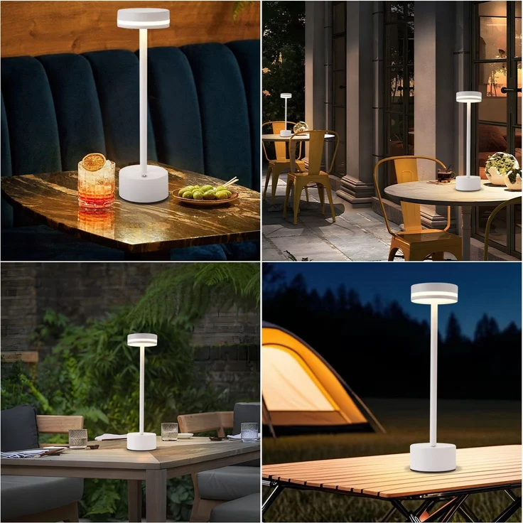 ZMH Tischlampe Kabellos LED Tischleuchte Akku - Nachttischlampe Dimmbare mit USB-C Aufladbar Batterie Touch- Lampe Weiß Tischlampen -für Schlafzimmer Esszimmer Büro-2ER – Bild 6