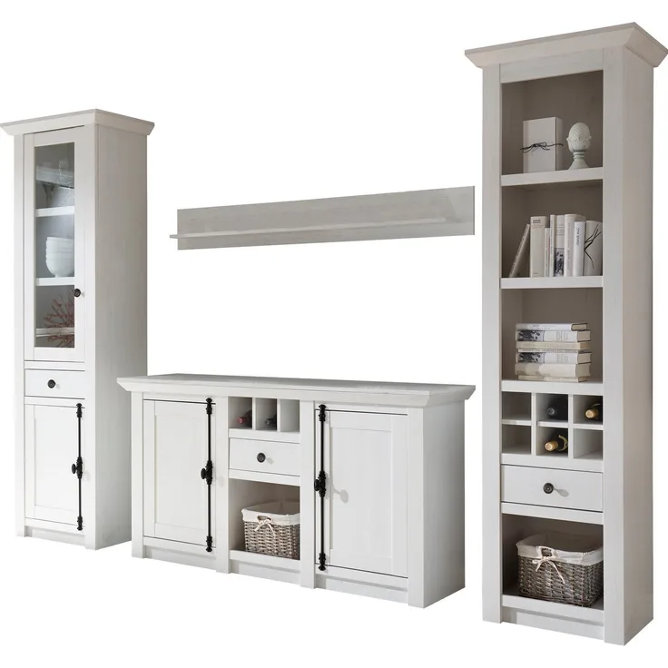 Home affaire Wohnwand California, (Set, 4-St), bestehend aus Standregal, Vitrine, Sideboard, Wandregal