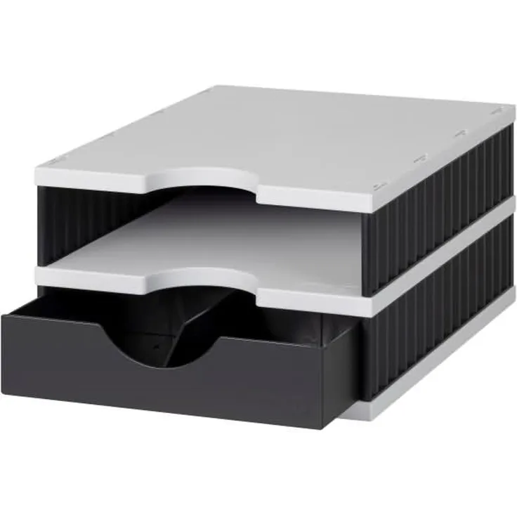 Styro Aufbewahrungsbox styrodoc uno SET 2 Fächer schwarz/grau Schublad