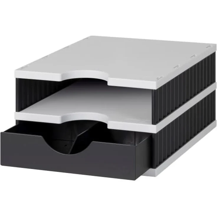 Styro Aufbewahrungsbox styrodoc uno SET 2 Fächer schwarz/grau Schublad – Bild 1