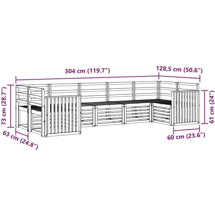 vidaXL Outdoor-Sofagarnitur 7 stk. 7-Sitzer Natur Massivholz Akazie 3375404 – Bild 8