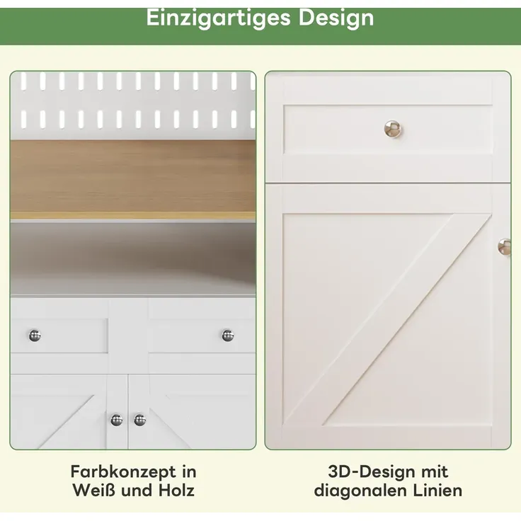Highboard mit Türen und Schubladen, Höhe 175cm, Sideboard, Hochschrank, Wohnzimmerschrank, Mehrzweckschrank, Küchenschrank, viel Stauraum – Bild 5