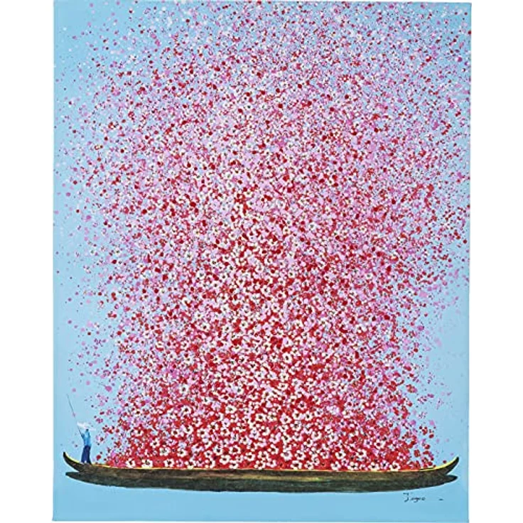Kare Design Bild Touched Flower Boat Blau/Pink, Gemälde, Pastellfarben, Asia-Stil, buntes Wandbild, Canvas-Leinwand, Massivholz Rahmen, handgemalte Details mit Acrylfarbe, Abstrakt, 100 x 80 x 4 cm – Bild 5