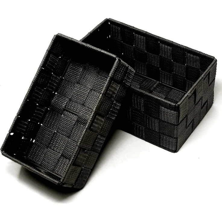 Lashuma Aufbewahrungskorb (Set, 2 St), geflochtene Geschenkboxen schwarz – Bild 1