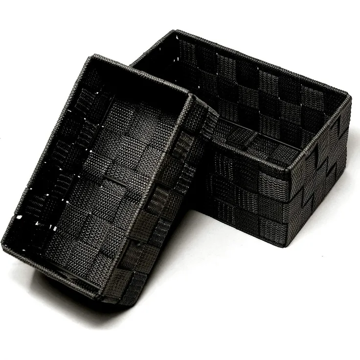 Lashuma Aufbewahrungskorb (Set, 2 St), geflochtene Geschenkboxen schwarz