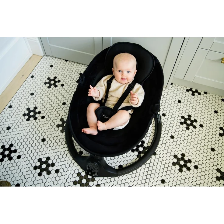 MoMi KENANI ONYX Babywippe für Babys bis 9 kg, mit LED-Display, Fernbedienung & Bluetooth für Smartphone, Batterie- oder Stromanschluss, mit 5-Punkt-Sicherheitsgurt, Bügel und Spielzeug – Bild 14