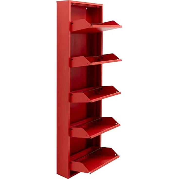 Kare Design Schuhschrank Caruso, Rot, Metall, mit 5 Klappen, Schuhablage für 6 Paar Schuhe, schmal, platzsparend, hoch, Schuhregal, Eingangsbereich, 173 x 50 x 15 cm – Bild 6