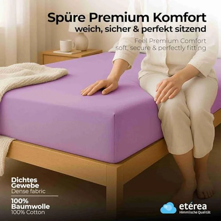 etérea Comfort Jersey Spannbettlaken Flieder 90x200 cm - 100x200 cm – Bild 3