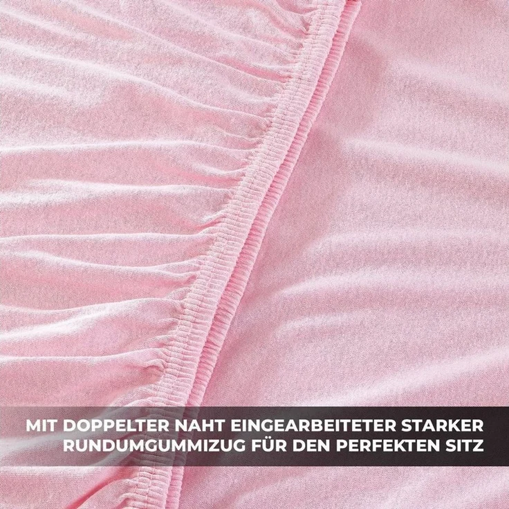 Malika Spannbettlaken Jersey aus 100% Baumwolle, Baumwolle, Gummizug: Rundum, (1 Stück), pflegeleicht und atmungsaktiv, verschiedene Größen und Farben – Bild 3