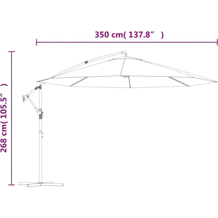 vidaXL Ampelschirm mit Aluminium-Mast 350 cm Bordeauxrot 44507 – Bild 9