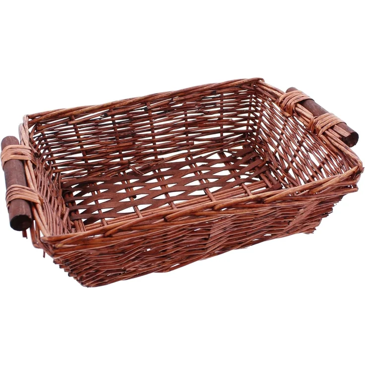 Schale mit Holzgriffen Deko Aufbewahrung Obstschale Tisch Korb 40cm – Bild 2