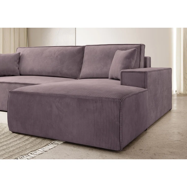 Selsey 'Farese New' Ecksofa mit Cordbezug, Schlaffunktion und Stauraum, Rosa, rechts – Bild 3